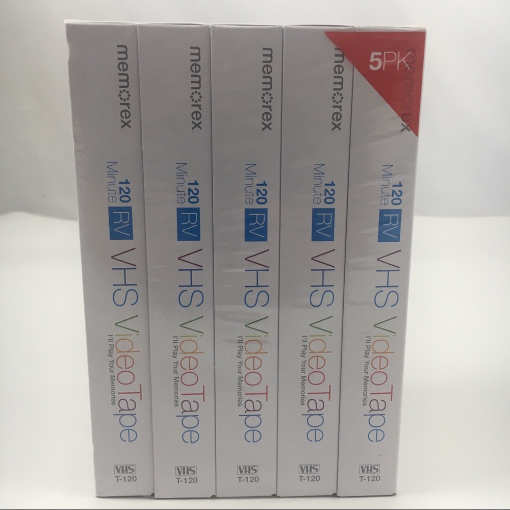 Memorex Video Recording Tapes 5 Pack T-120 Sealed